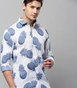 men's long sleeves conversational white shirt