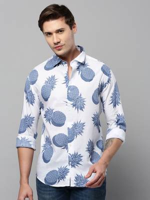 men's long sleeves conversational white shirt 2