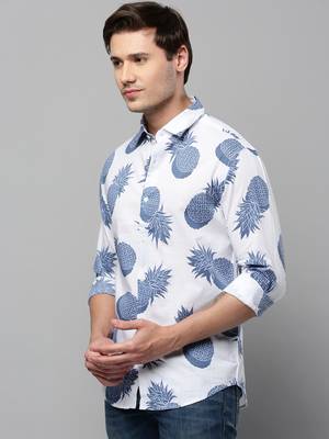 men's long sleeves conversational white shirt 3