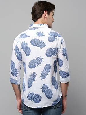 men's long sleeves conversational white shirt 4