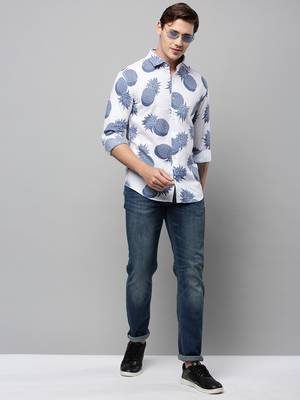 men's long sleeves conversational white shirt 5