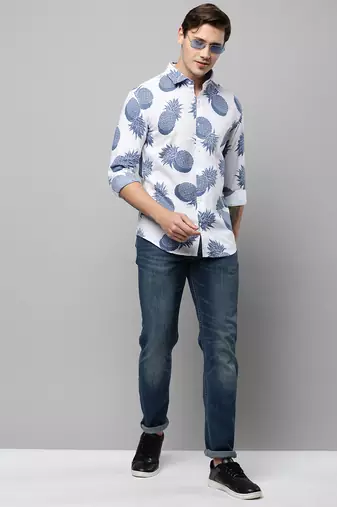 men's long sleeves conversational white shirt