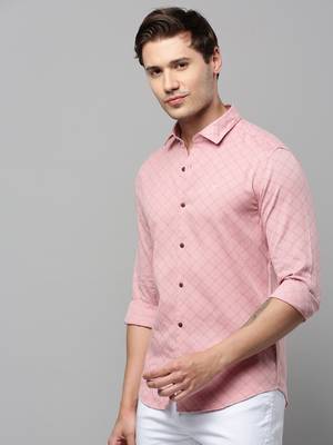men's long sleeves geometric pink shirt 3