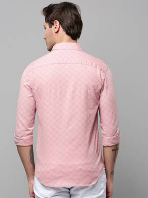 men's long sleeves geometric pink shirt 4