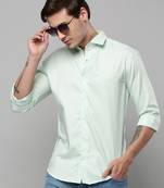 men's long sleeves solid sea green shirt