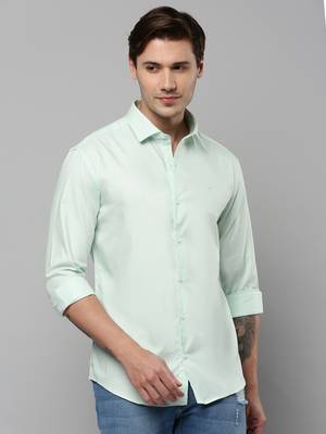 men's long sleeves solid sea green shirt 2