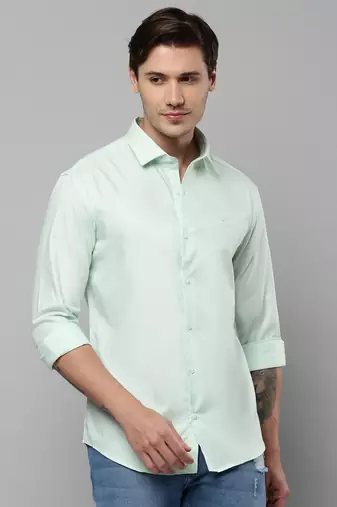 men's long sleeves solid sea green shirt