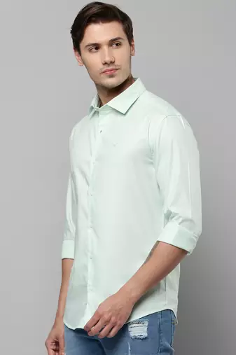 men's long sleeves solid sea green shirt