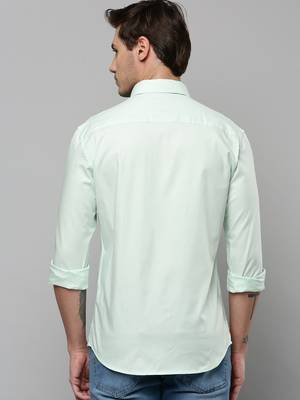 men's long sleeves solid sea green shirt 4