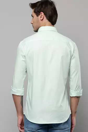 men's long sleeves solid sea green shirt