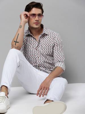 men's long sleeves conversational white shirt 1