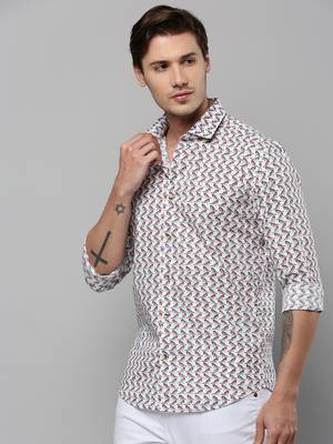 men's long sleeves conversational white shirt 3