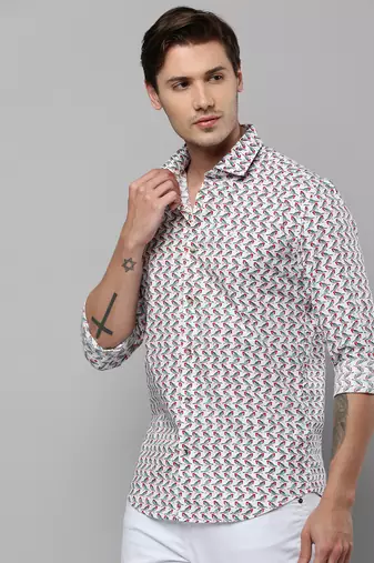 men's long sleeves conversational white shirt