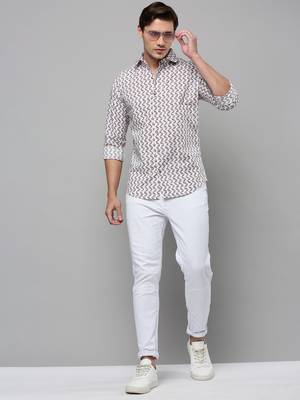 men's long sleeves conversational white shirt 5