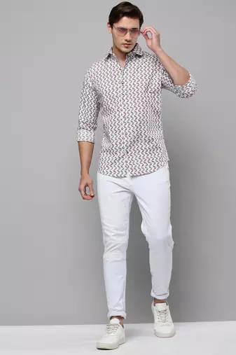 men's long sleeves conversational white shirt