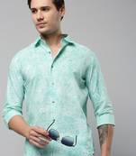 men's long sleeves abstract green shirt