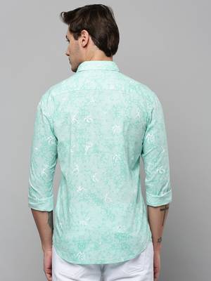 men's long sleeves abstract green shirt 4