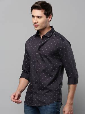 men's long sleeves geometric black shirt 3