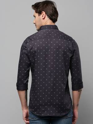 men's long sleeves geometric black shirt 4