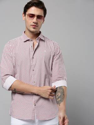 men's long sleeves geometric white shirt 1