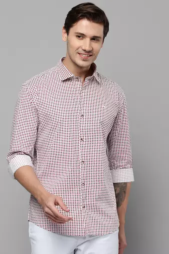 men's long sleeves geometric white shirt