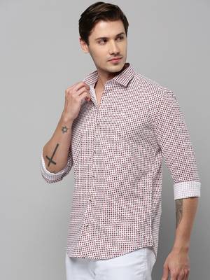 men's long sleeves geometric white shirt 3