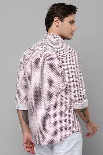 men's long sleeves geometric white shirt