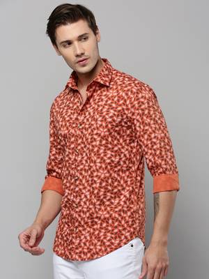 men's long sleeves conversational orange shirt 3