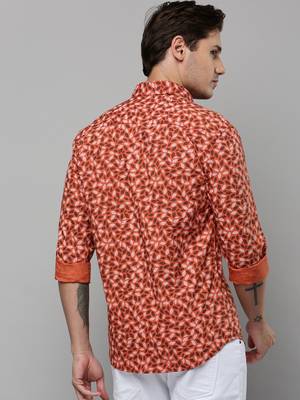 men's long sleeves conversational orange shirt 4
