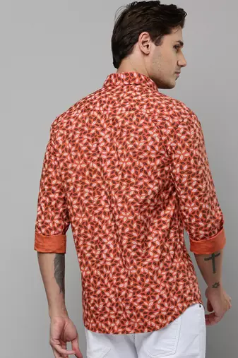 men's long sleeves conversational orange shirt