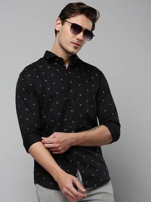 men's long sleeves conversational black shirt 1