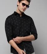 men's long sleeves conversational black shirt