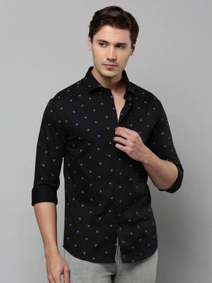 men's long sleeves conversational black shirt 2