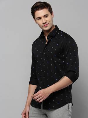 men's long sleeves conversational black shirt 3