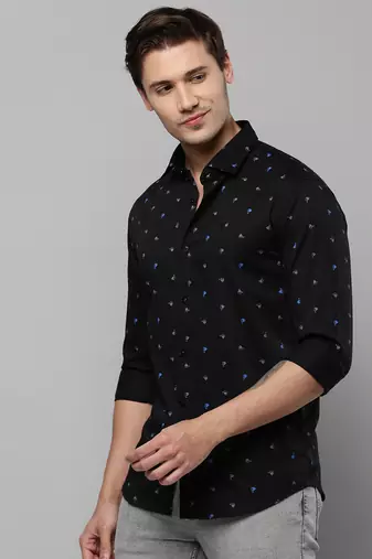 men's long sleeves conversational black shirt