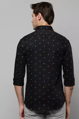 men's long sleeves conversational black shirt