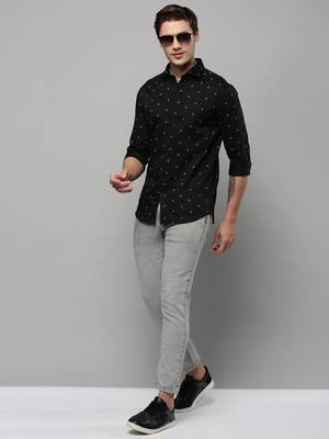 men's long sleeves conversational black shirt 5