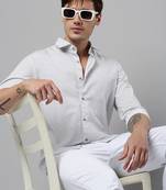 men's long sleeves geometric white shirt