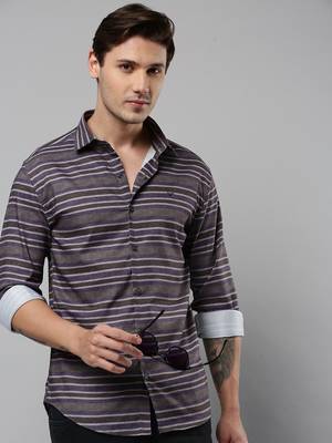 men's long sleeves multi stripes grey shirt 1