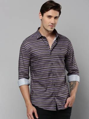 men's long sleeves multi stripes grey shirt 2