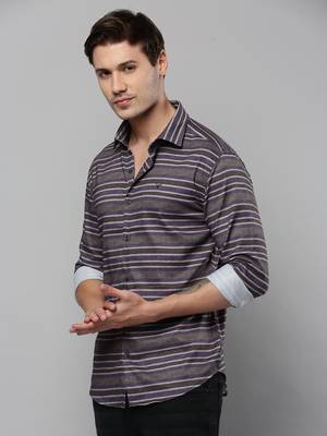 men's long sleeves multi stripes grey shirt 3