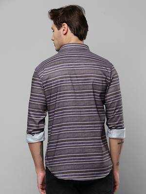 men's long sleeves multi stripes grey shirt 4