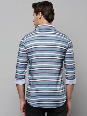 men's long sleeves multi stripes blue shirt 4