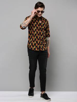 men's long sleeves conversational black shirt 5