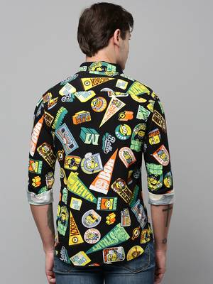 men's long sleeves conversational black shirt 4