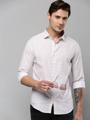 men's long sleeves geometric white shirt 1