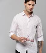 men's long sleeves geometric white shirt