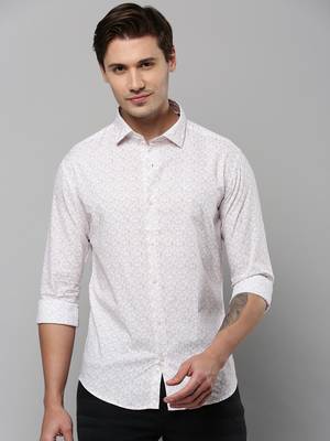 men's long sleeves geometric white shirt 2