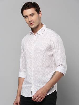 men's long sleeves geometric white shirt 3