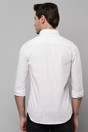 men's long sleeves geometric white shirt